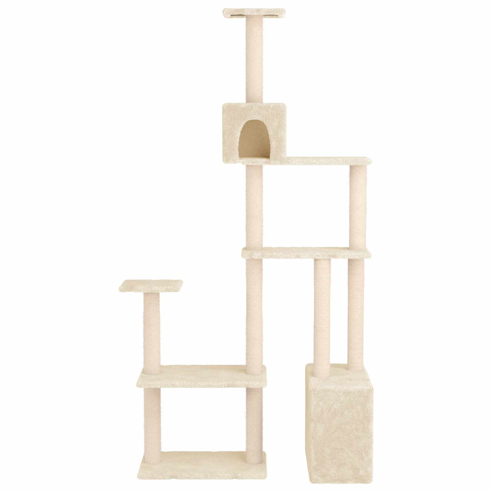 vidaXL Katzennbaum mit Sisal-Kratzsäulen Creme 177,5 cm