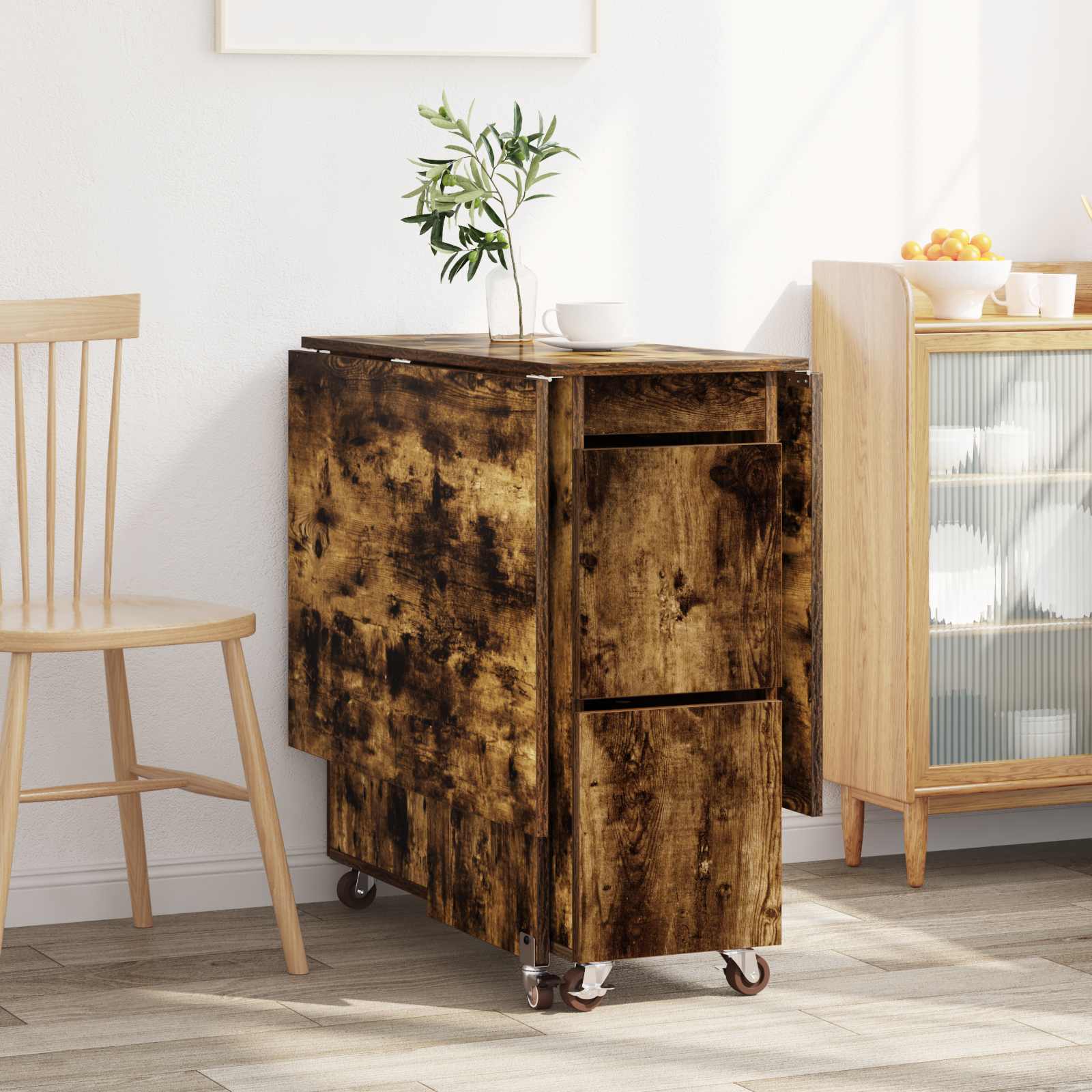vidaXL Esstisch 2 pcs 140 x 80 x 77 cm Holzwerkstoff Geräucherte Eiche