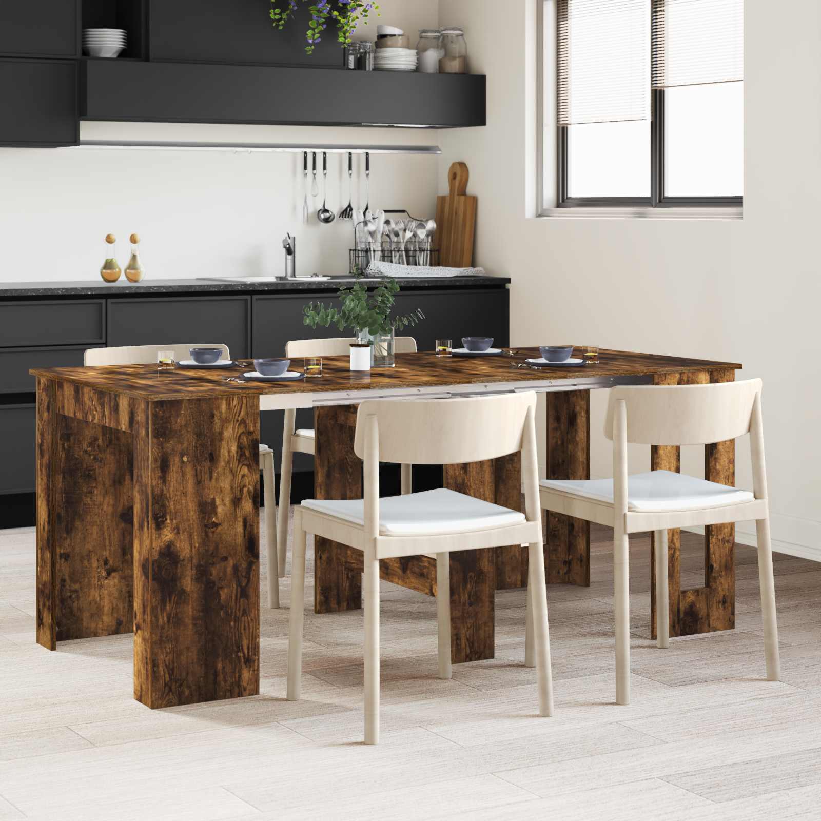 vidaXL Esstisch 180 x 85 x 75 cm Holzwerkstoff Geräucherte Eiche