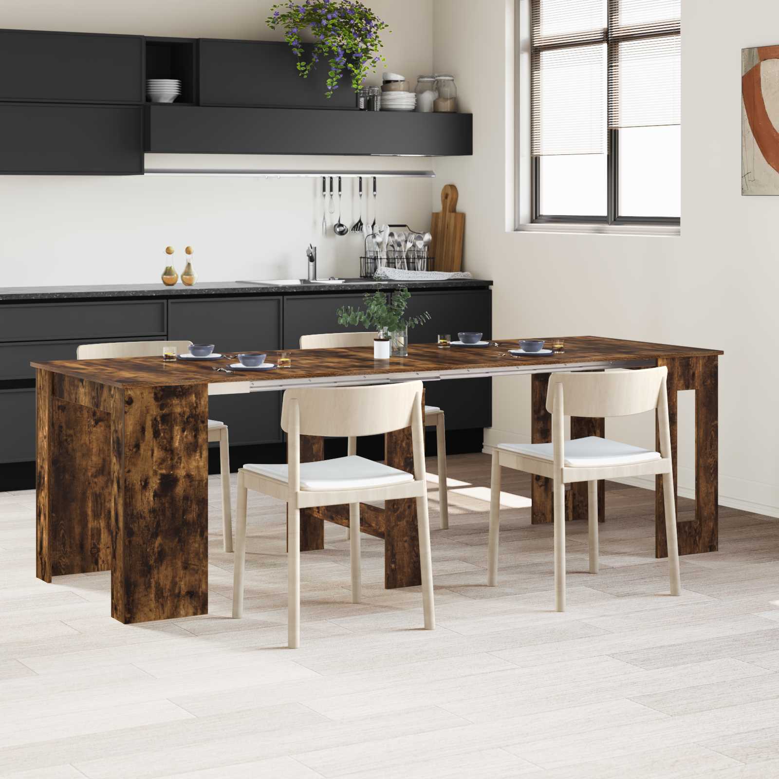 vidaXL Esstisch 180 x 85 x 75 cm Holzwerkstoff Geräucherte Eiche