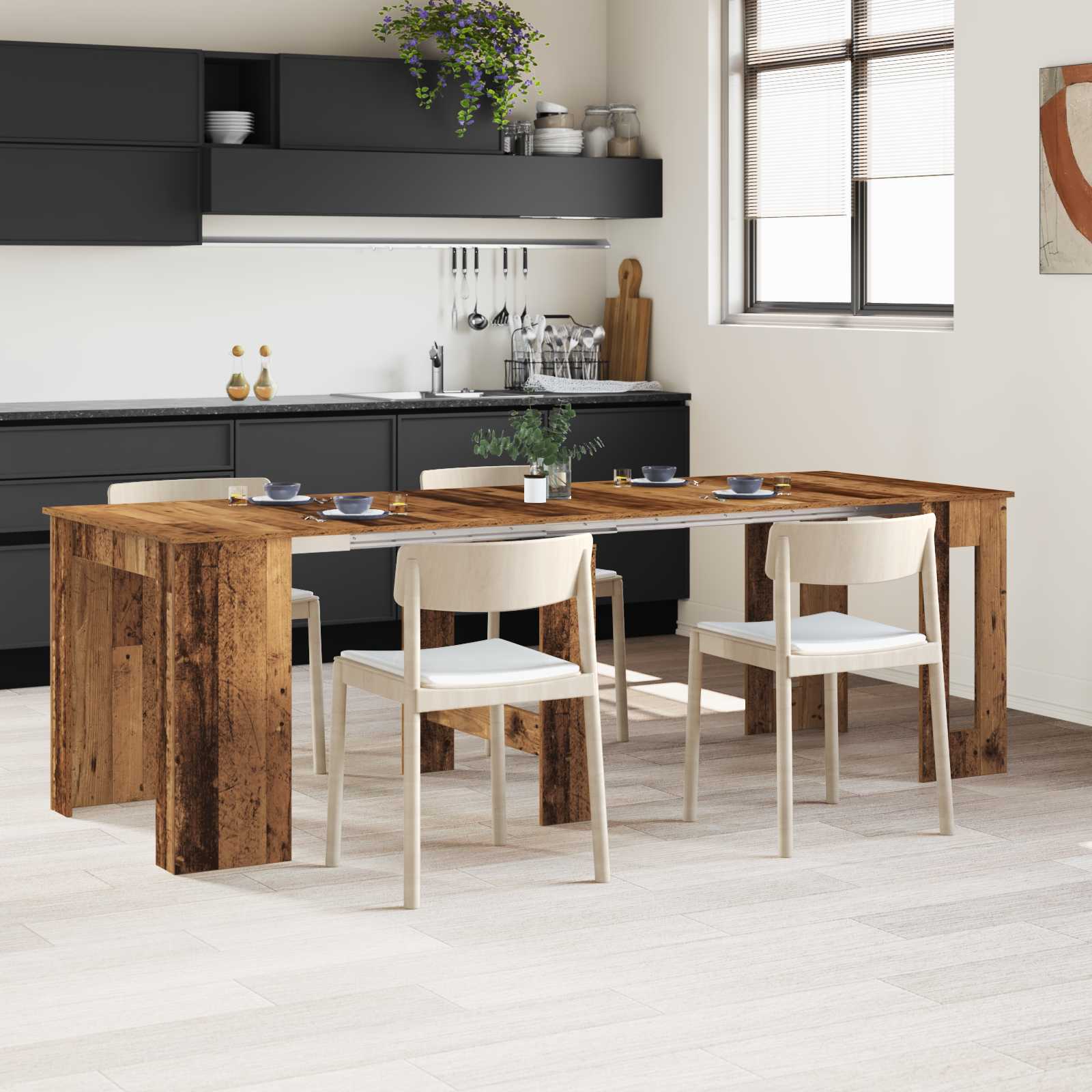 vidaXL Esstisch 180 x 85 x 75 cm Holzwerkstoff Altholz Rechtwinklig