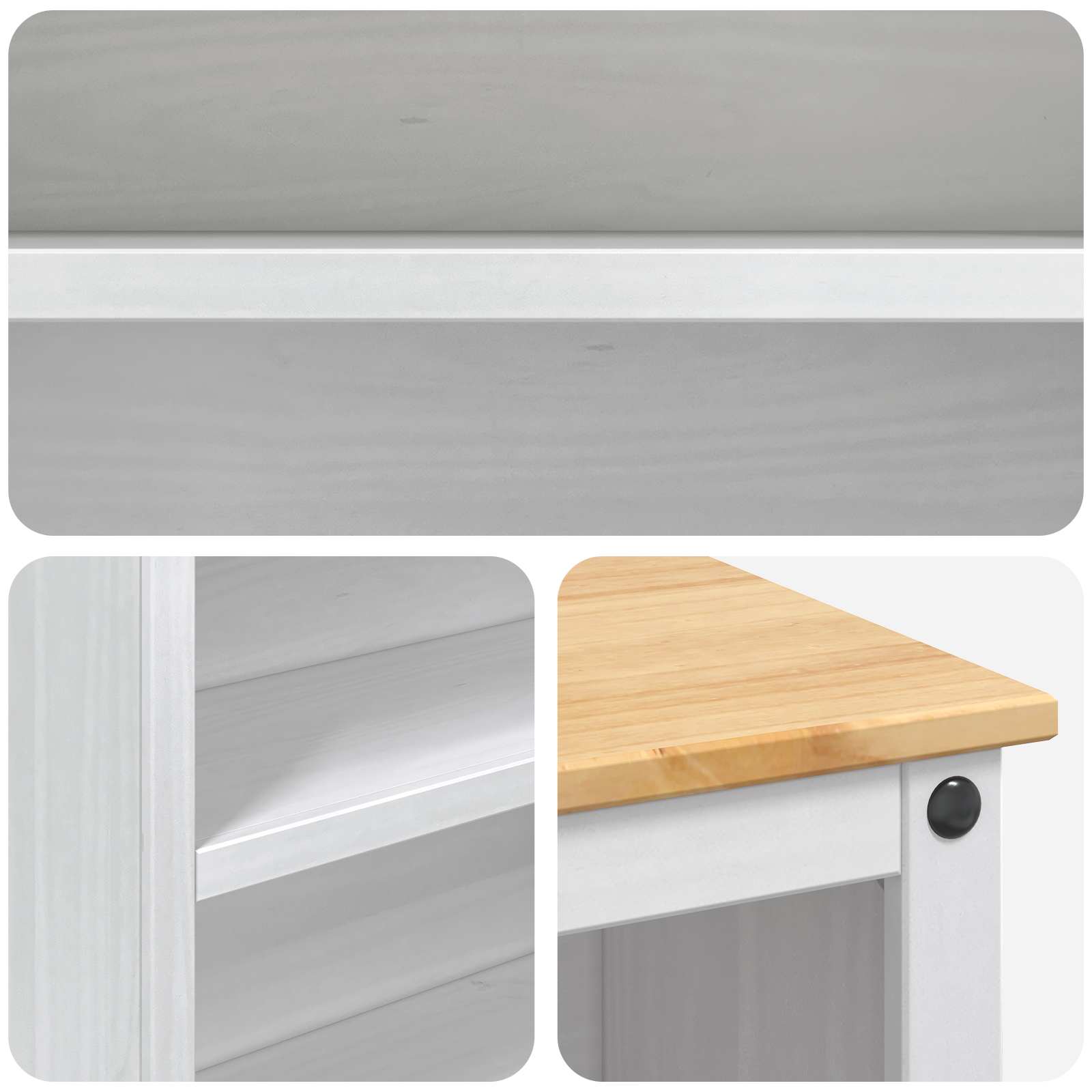vidaXL Küchentrolley 2 pcs Weiß und Honigwachs 112 x 77 x 91,5 cm