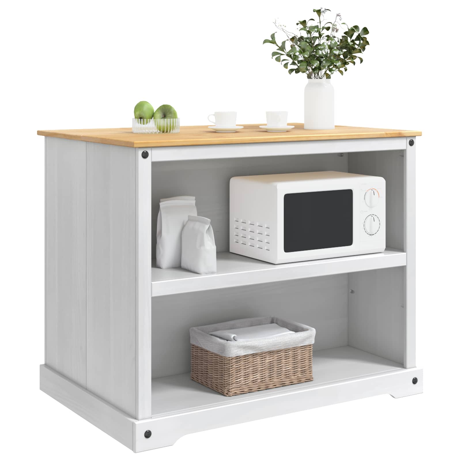 vidaXL Küchentrolley 2 pcs Weiß und Honigwachs 112 x 77 x 91,5 cm