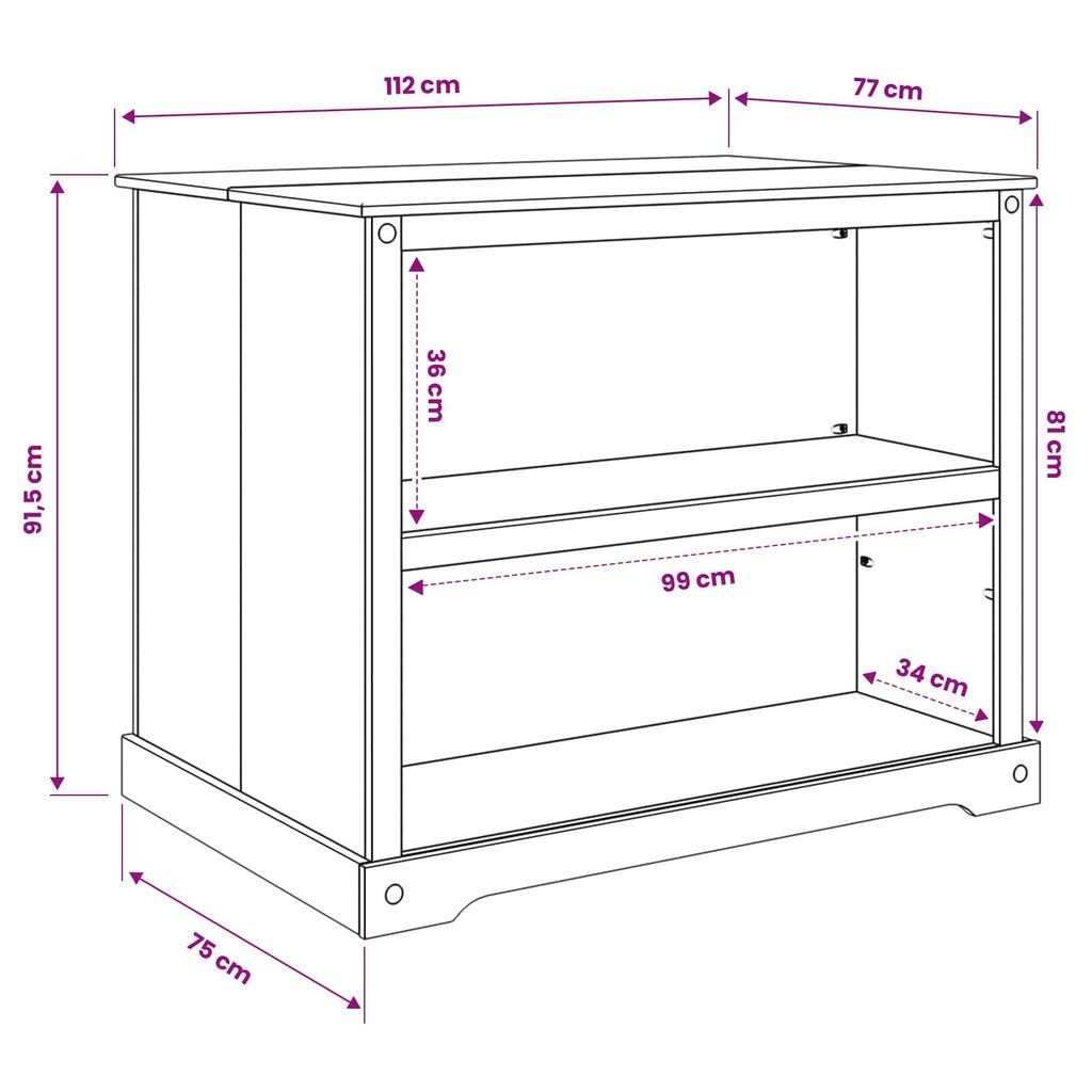 vidaXL Küchentrolley 2 pcs Weiß und Honigwachs 112 x 77 x 91,5 cm