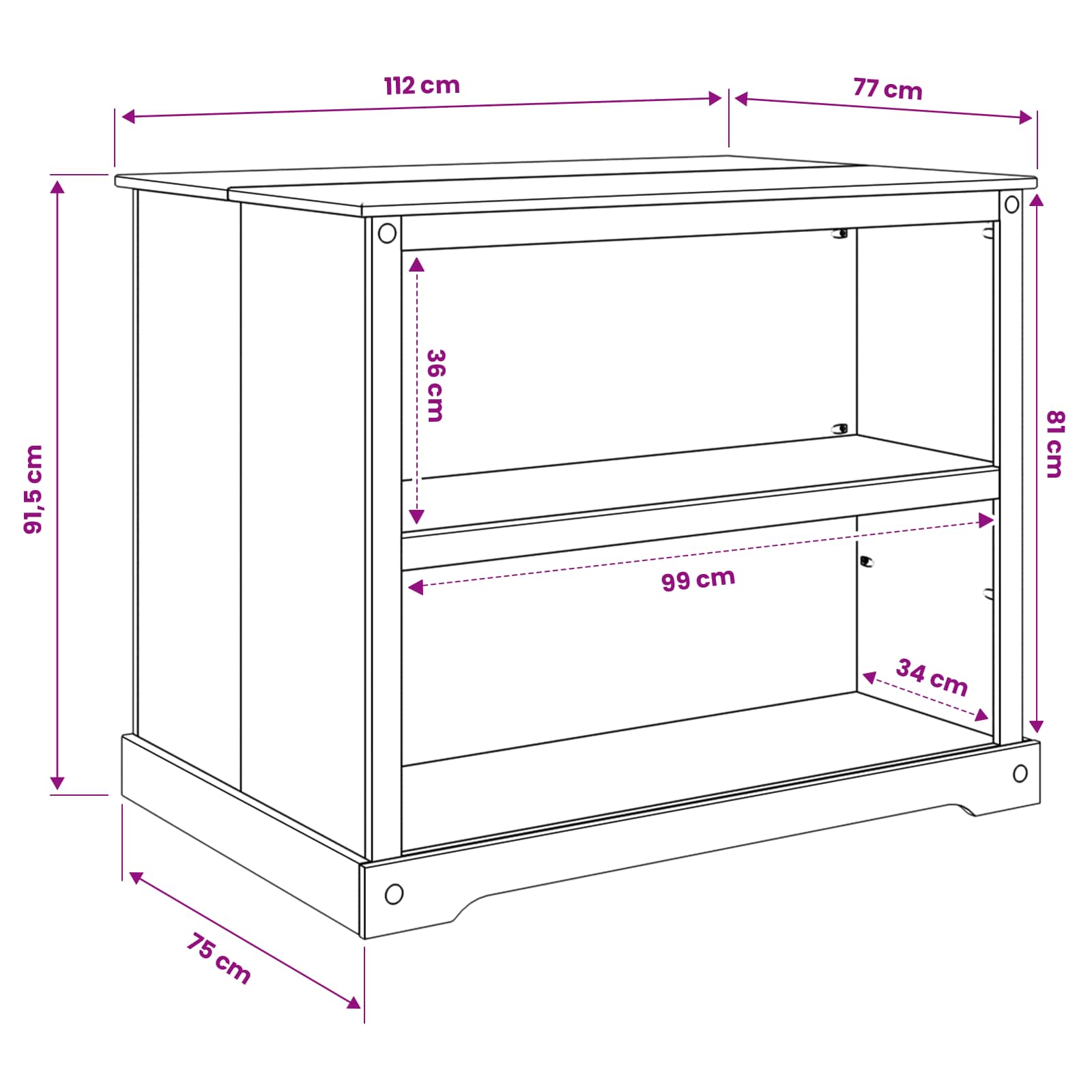 vidaXL Küchentrolley 2 pcs Weiß und Honigwachs 112 x 77 x 91,5 cm