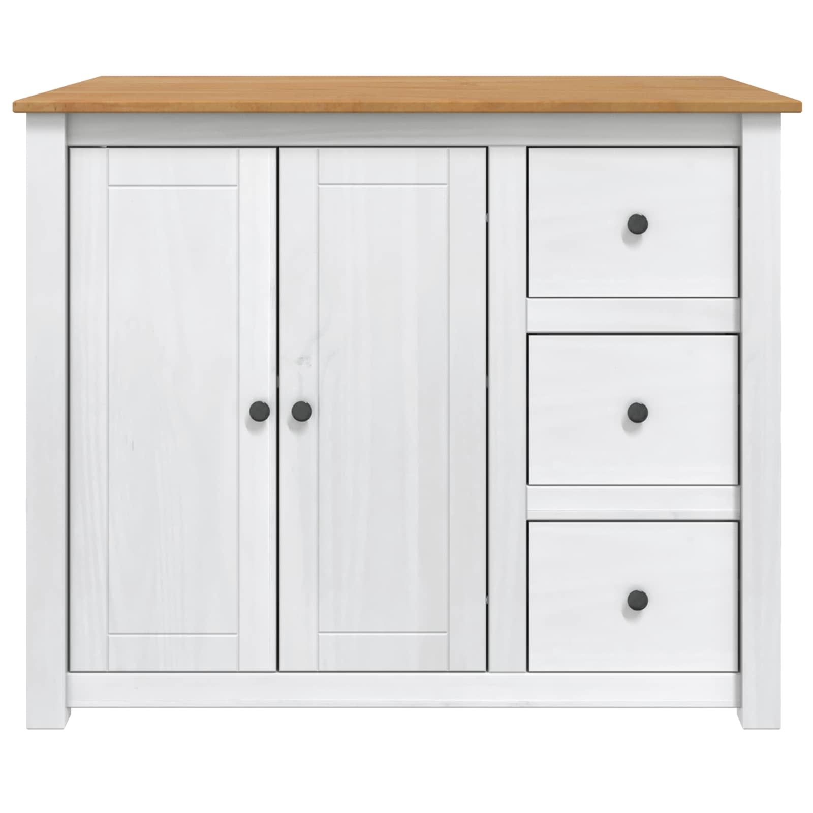vidaXL Küchentrolley PANAMA 2 pcs Weiß und Honigwachs 112 x 77 x 90 cm