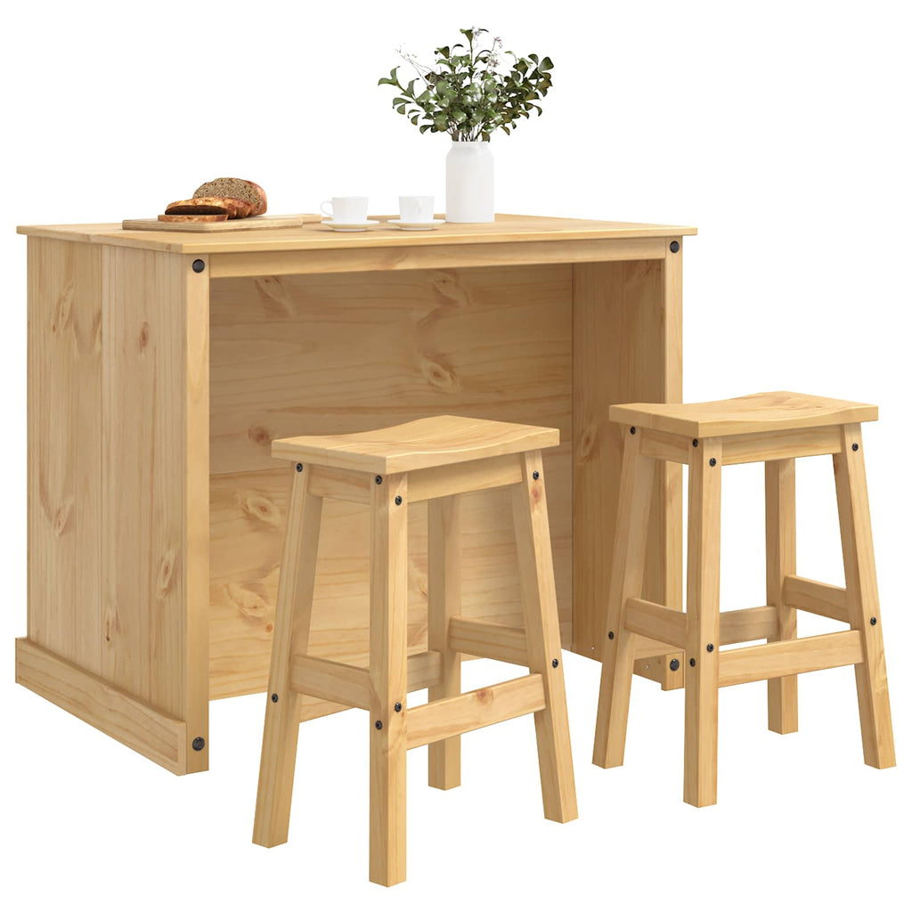 vidaXL Kücheninsel Set mit Regal 3 pcs Honigwachs Massiv-Kiefer