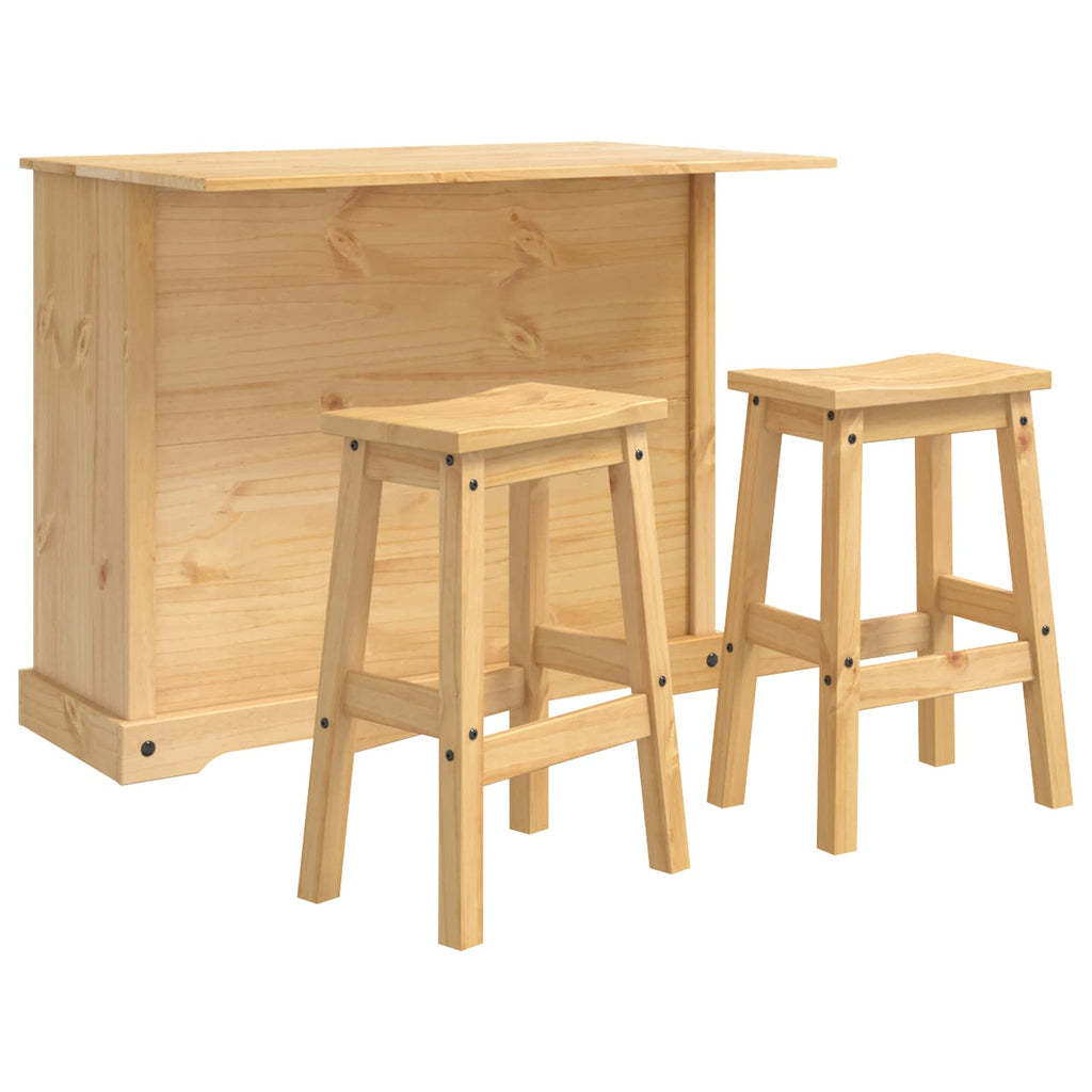 vidaXL Kücheninsel Set CORONA 3 pcs Honigwachs Massives Kiefernholz