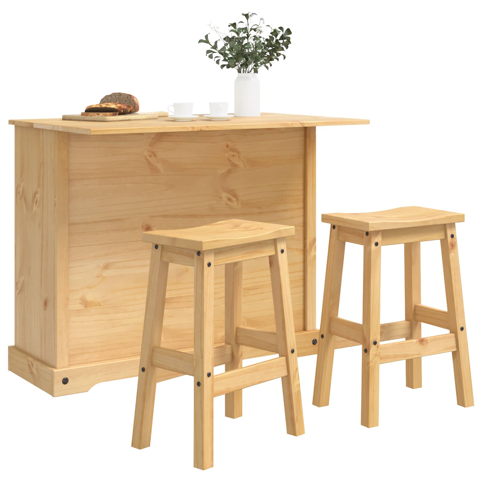 vidaXL Kücheninsel Set CORONA 3 pcs Honigwachs Massives Kiefernholz