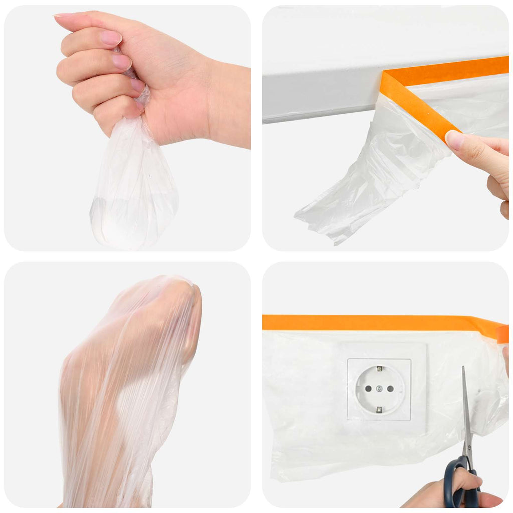 vidaXL Staubschutzfolie mit Klebeband 12 pcs Transparent 30 x 3300 cm