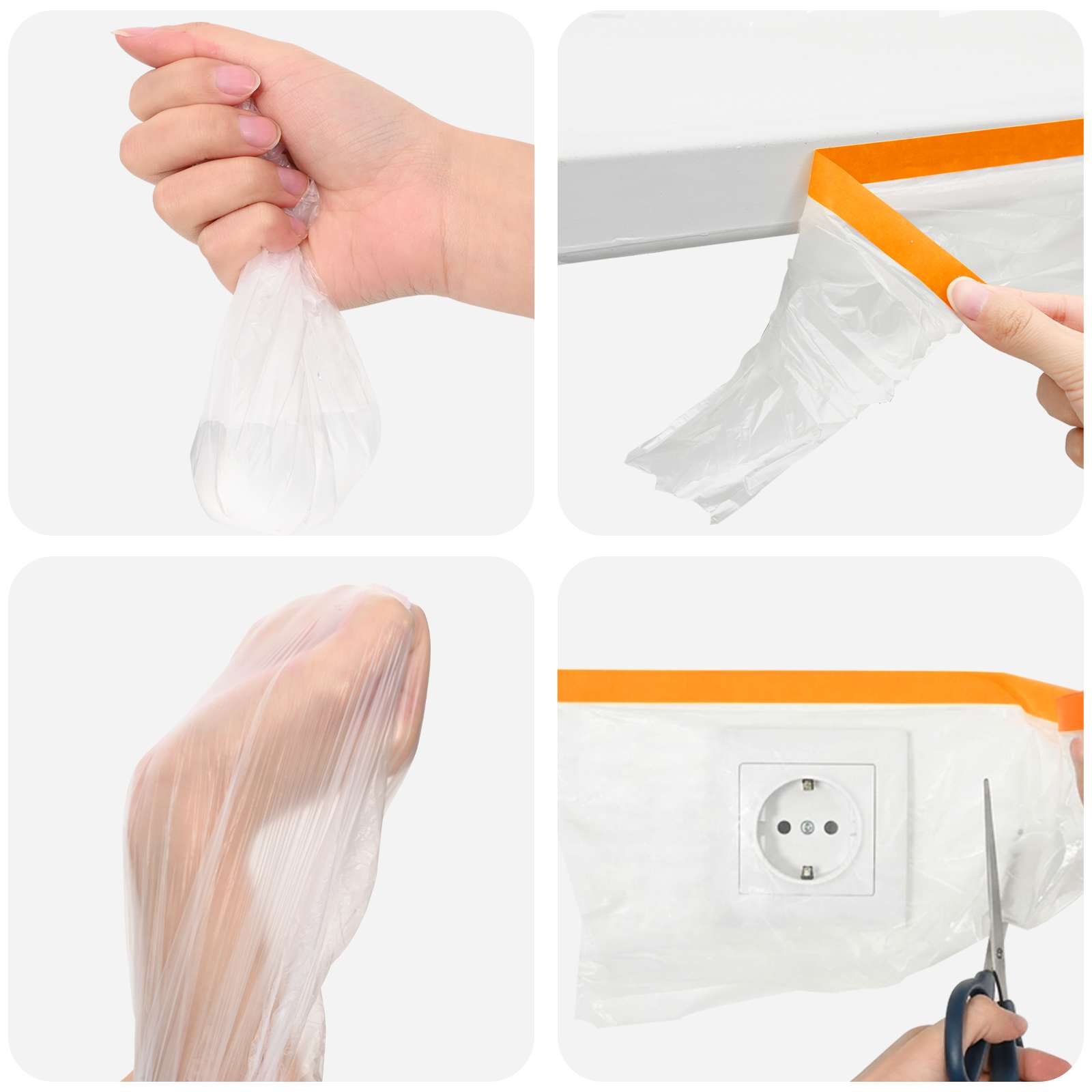 vidaXL Staubschutzfolie mit Klebeband 12 pcs Transparent 30 x 3300 cm