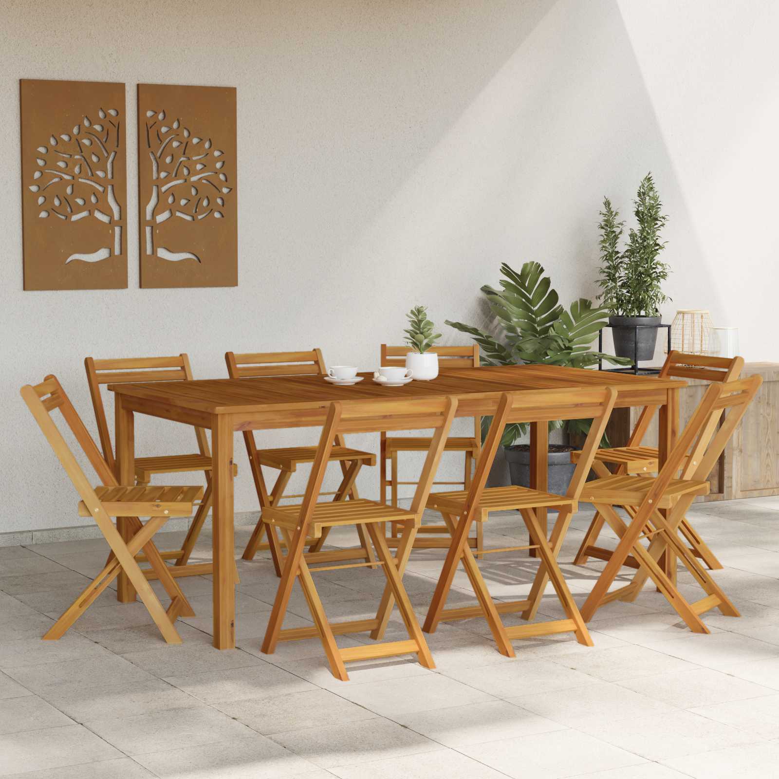 vidaXL Außen Bistro-Stühle 8 pcs Natur 40 x 53 x 80 cm