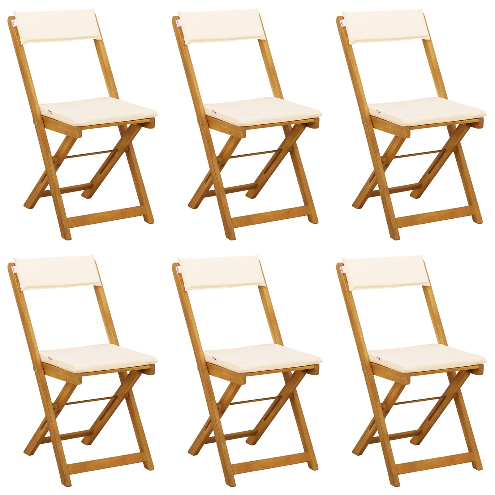 vidaXL Außen Bistro-Stühle 6 pcs Cremeweiß 40 x 53 x 80 cm
