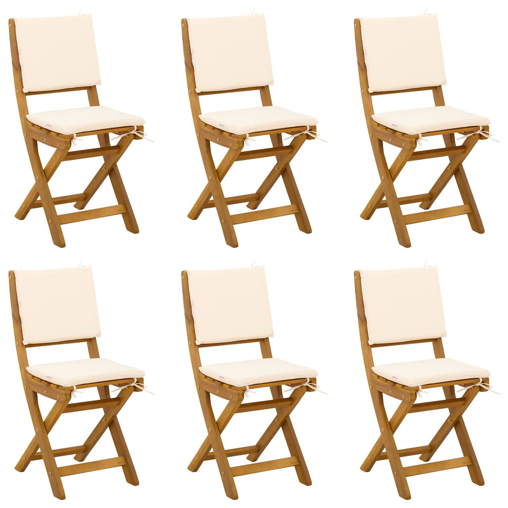 vidaXL Außen Bistro-Stühle mit Kissen 6 pcs Cremeweiß 38 x 46 x 85 cm