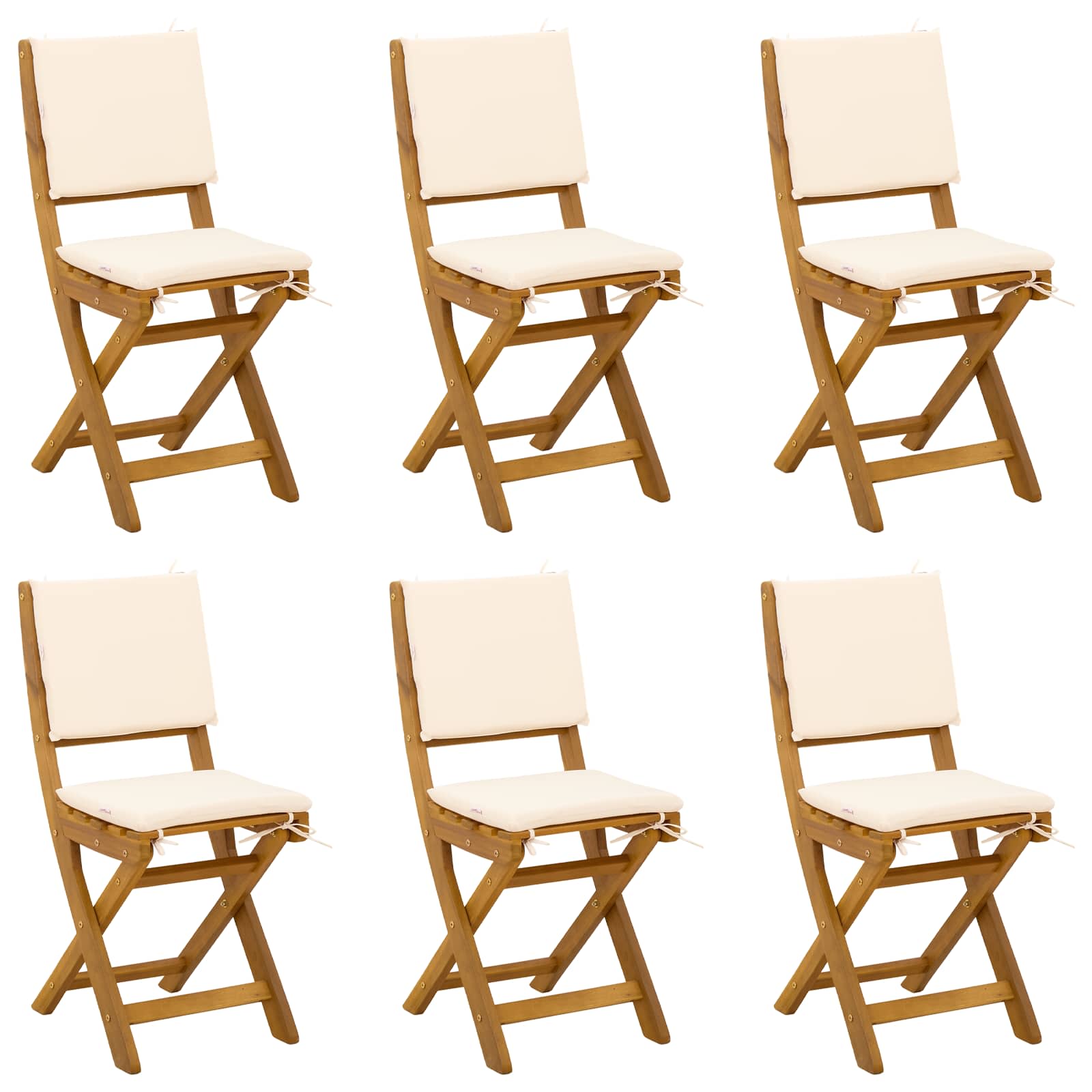 vidaXL Außen Bistro-Stühle mit Kissen 6 pcs Cremeweiß 38 x 46 x 85 cm