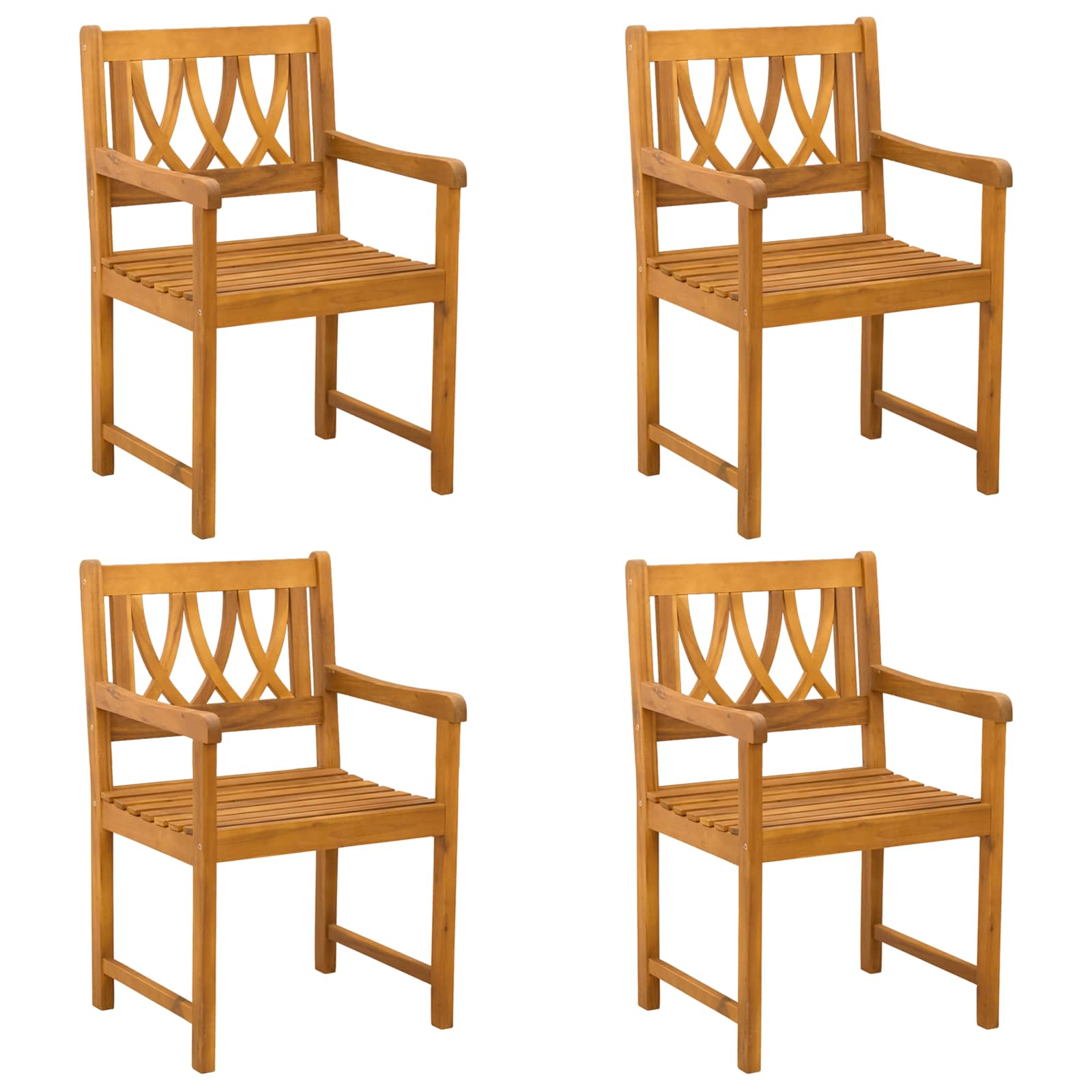 vidaXL Gartenstühle 4 pcs Natur Massives Akazienholz