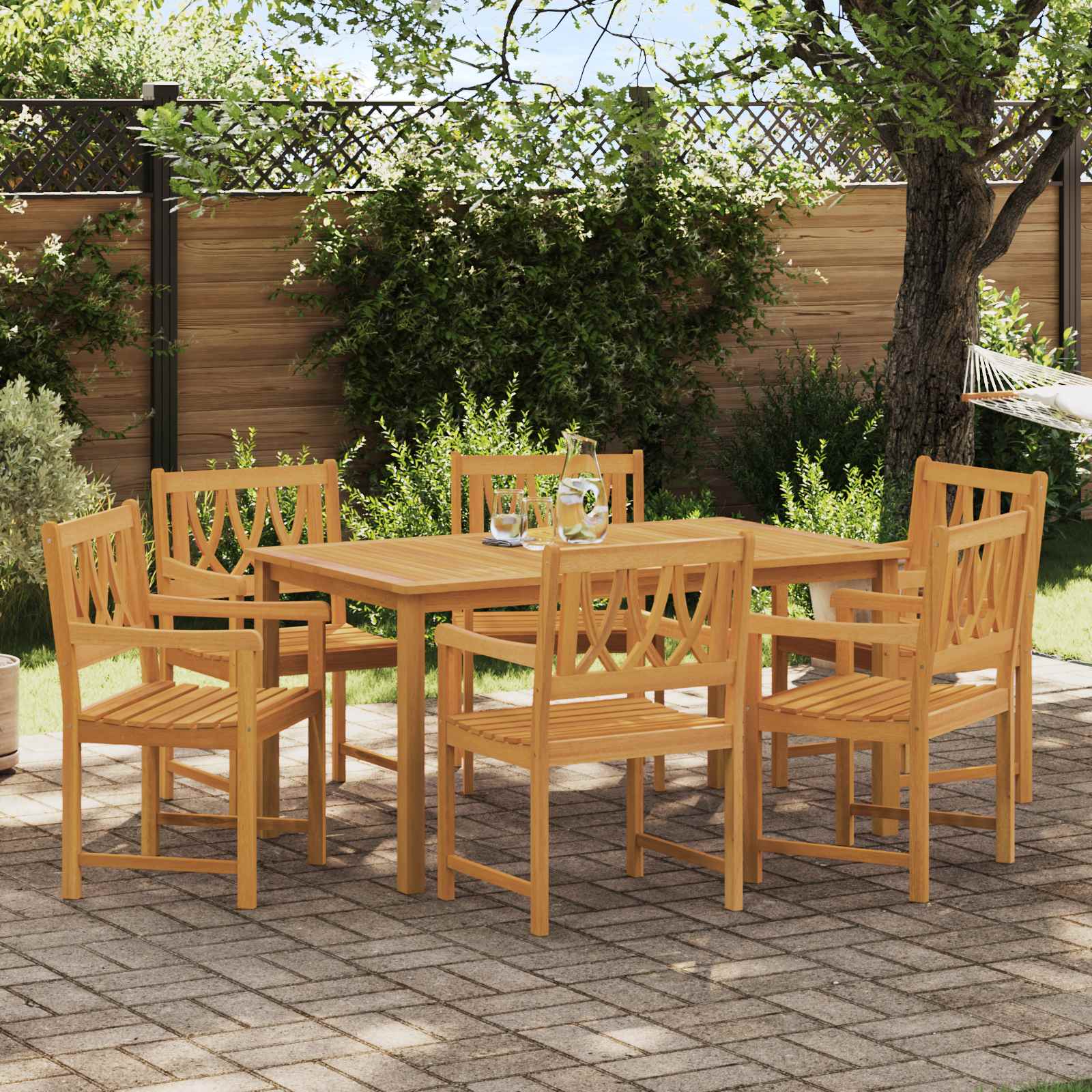vidaXL Gartenstühle 6 pcs Natur Massives Akazienholz