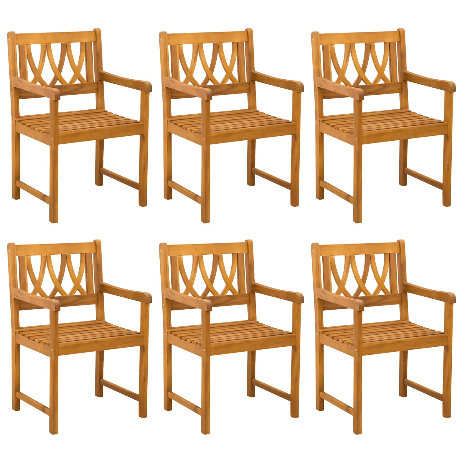 vidaXL Gartenstühle 6 pcs Natur Massives Akazienholz