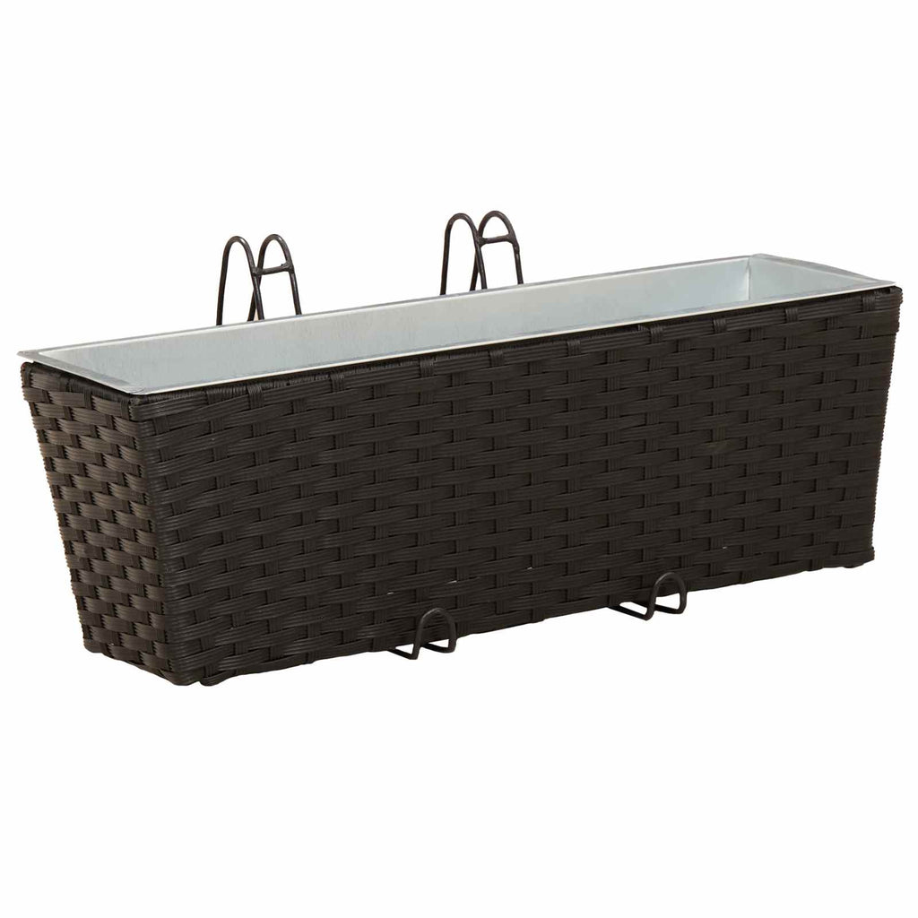 vidaXL Balkon 2 pcs Schwarz 50 x 17 x 17 cm Metall