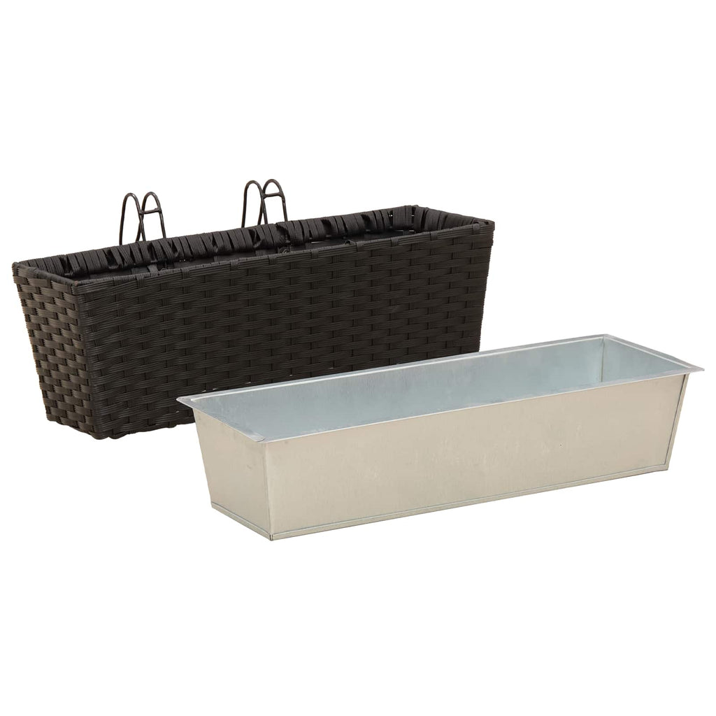 vidaXL Balkon 2 pcs Schwarz 50 x 17 x 17 cm Metall