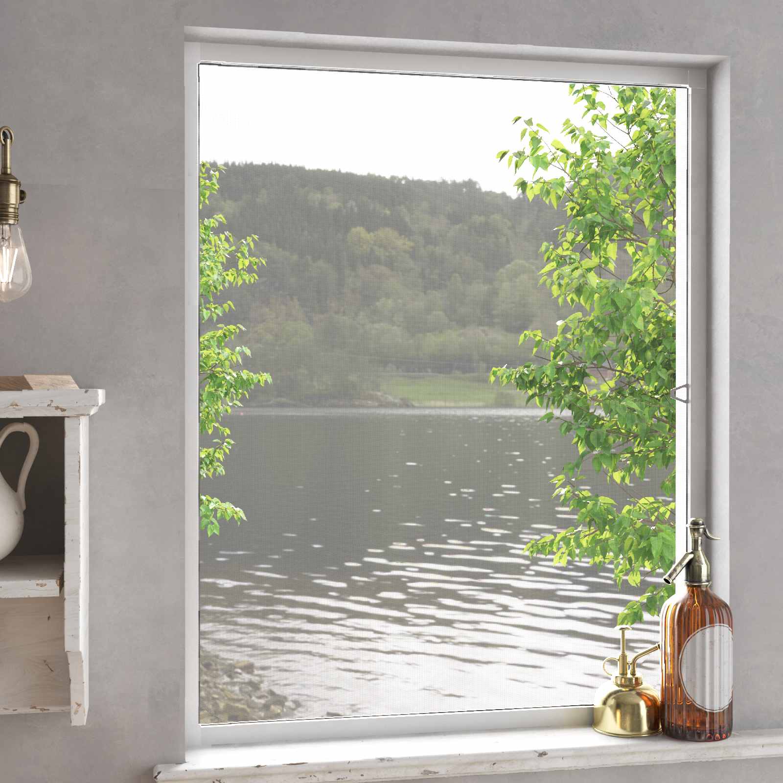vidaXL Insektenschutz für Fenster Weiß 110 x 130 cm