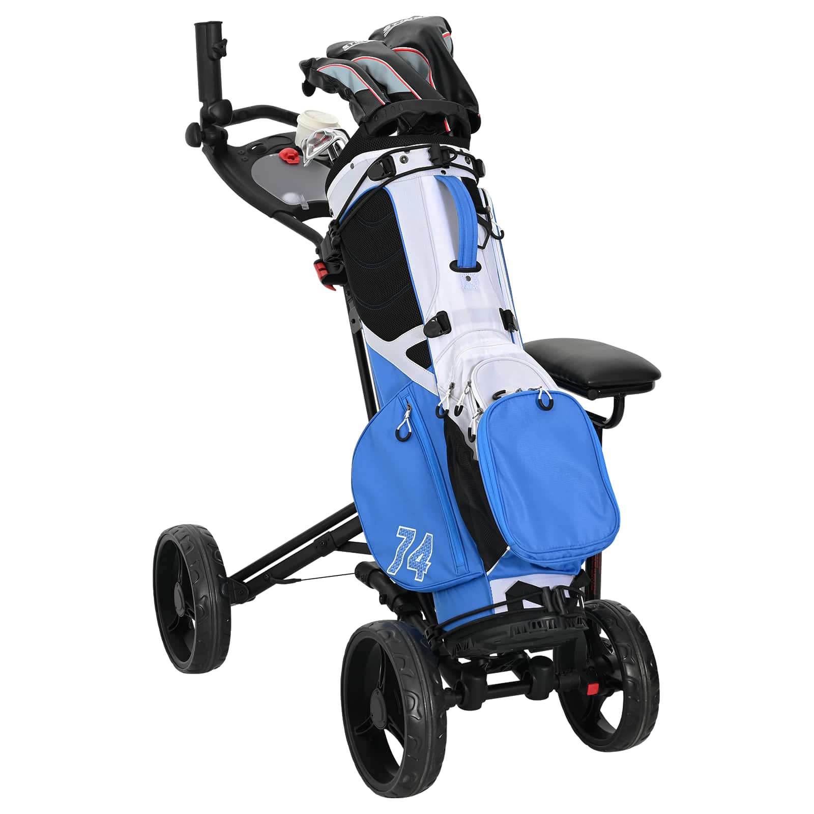 vidaXL Golf-Dolly mit Sitz Schwarz Aluminium Klappbar