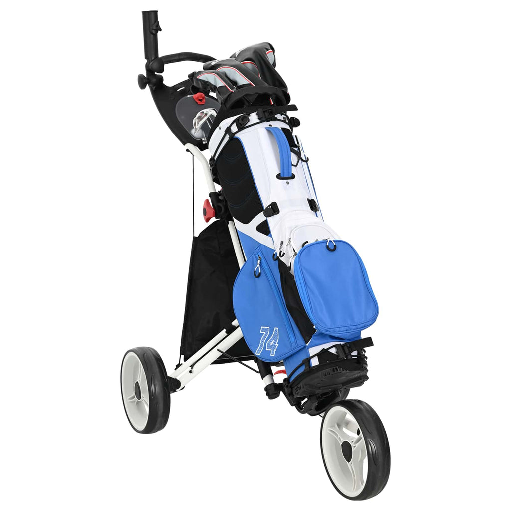 vidaXL Golf-Dolly Schwarz und Weiß 100 x 69 x 114 cm Aluminium