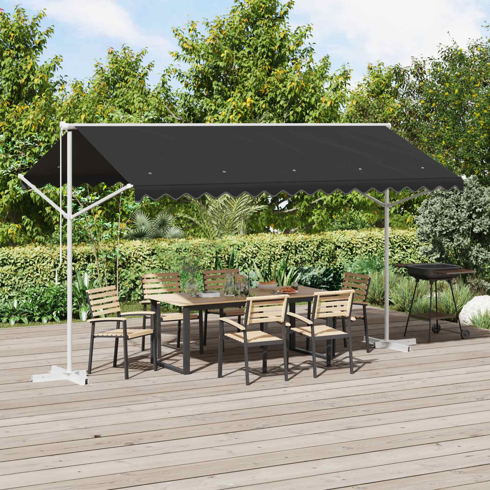 vidaXL Freistehende Markise 4 x 3 m Polyester Anthrazit