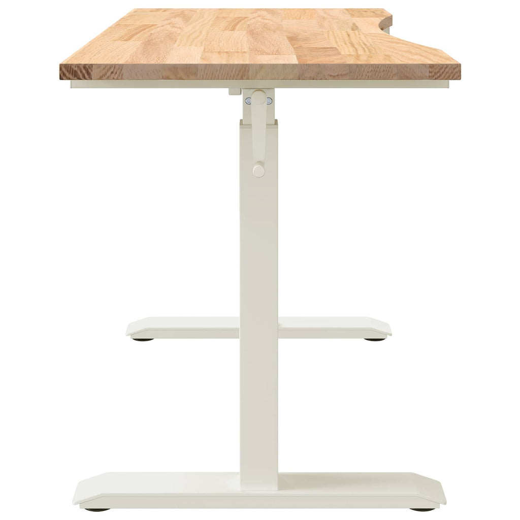 vidaXL Schreibtisch Weiß und Natur 120 x 60 cm Massivholz Eiche