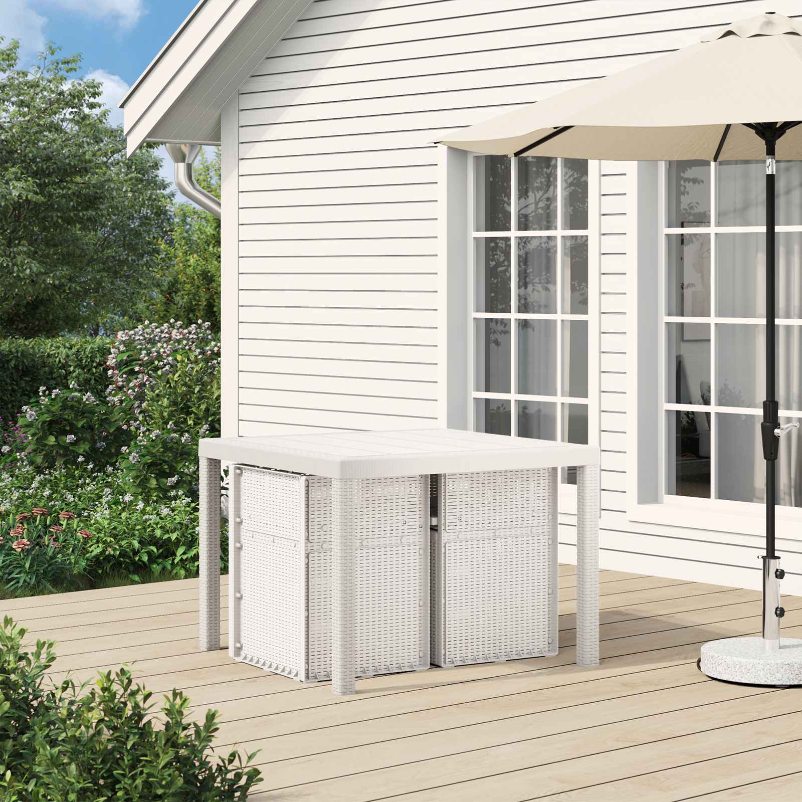 vidaXL Garten Esszimmerstühle 2 pcs Weiß und Hellgrau PP