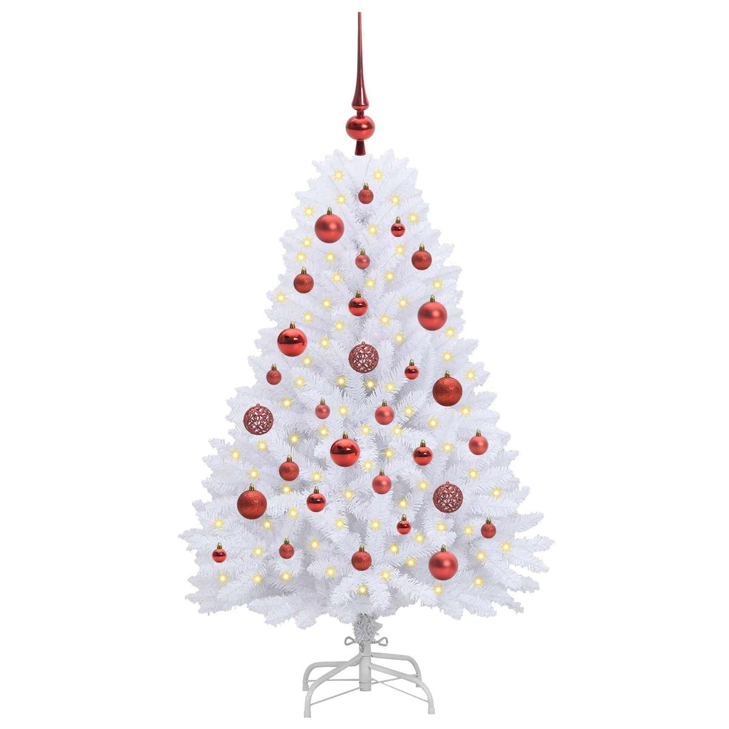 vidaXL Künstlicher klappbarer Weihnachtsbaum Weiß 120 cm PVC und Stahl