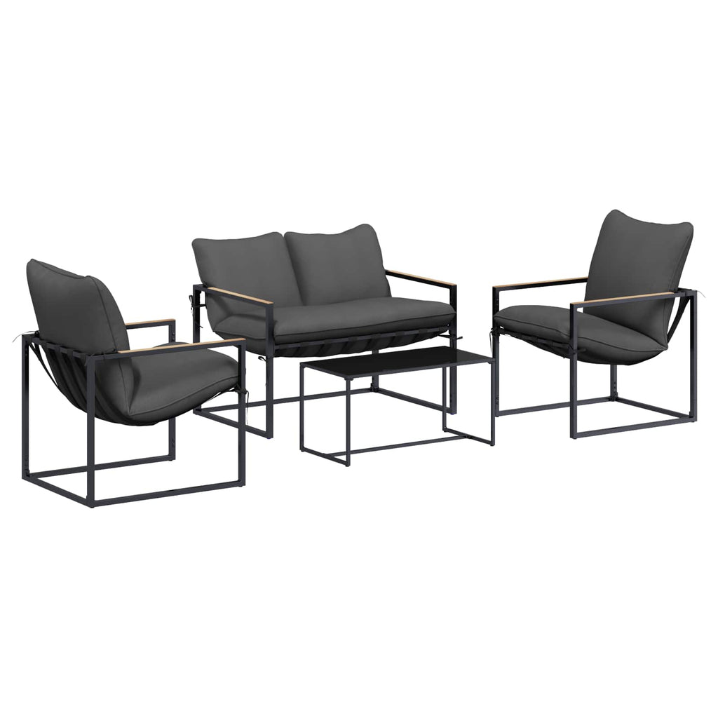 vidaXL Gartensofa-set 4 pcs Schwarz und Anthrazit Stahl