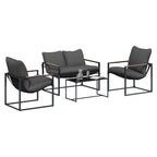 vidaXL Gartensofa-set 4 pcs Schwarz und Anthrazit Stahl