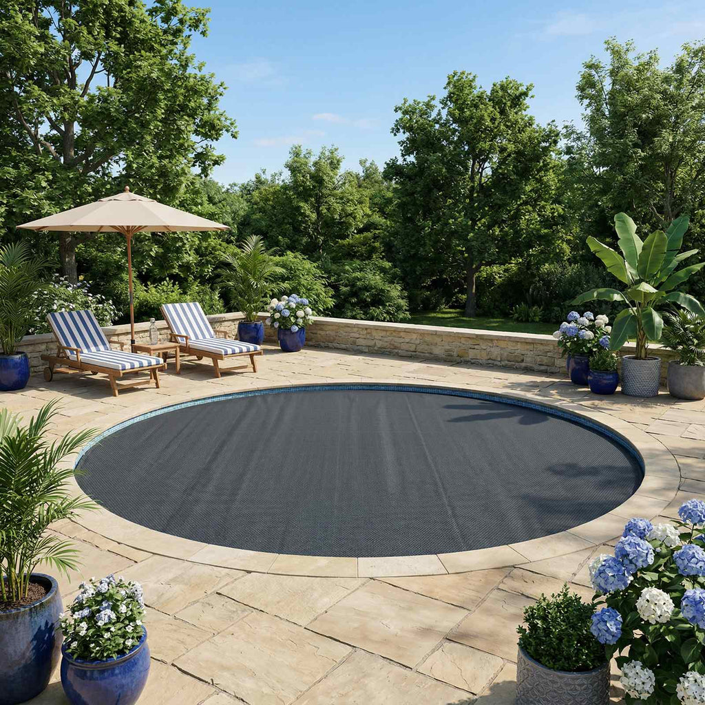 vidaXL Solar Poolabdeckung Hochwertig Ø 210 cm 200 μm Rund PE Schwarz