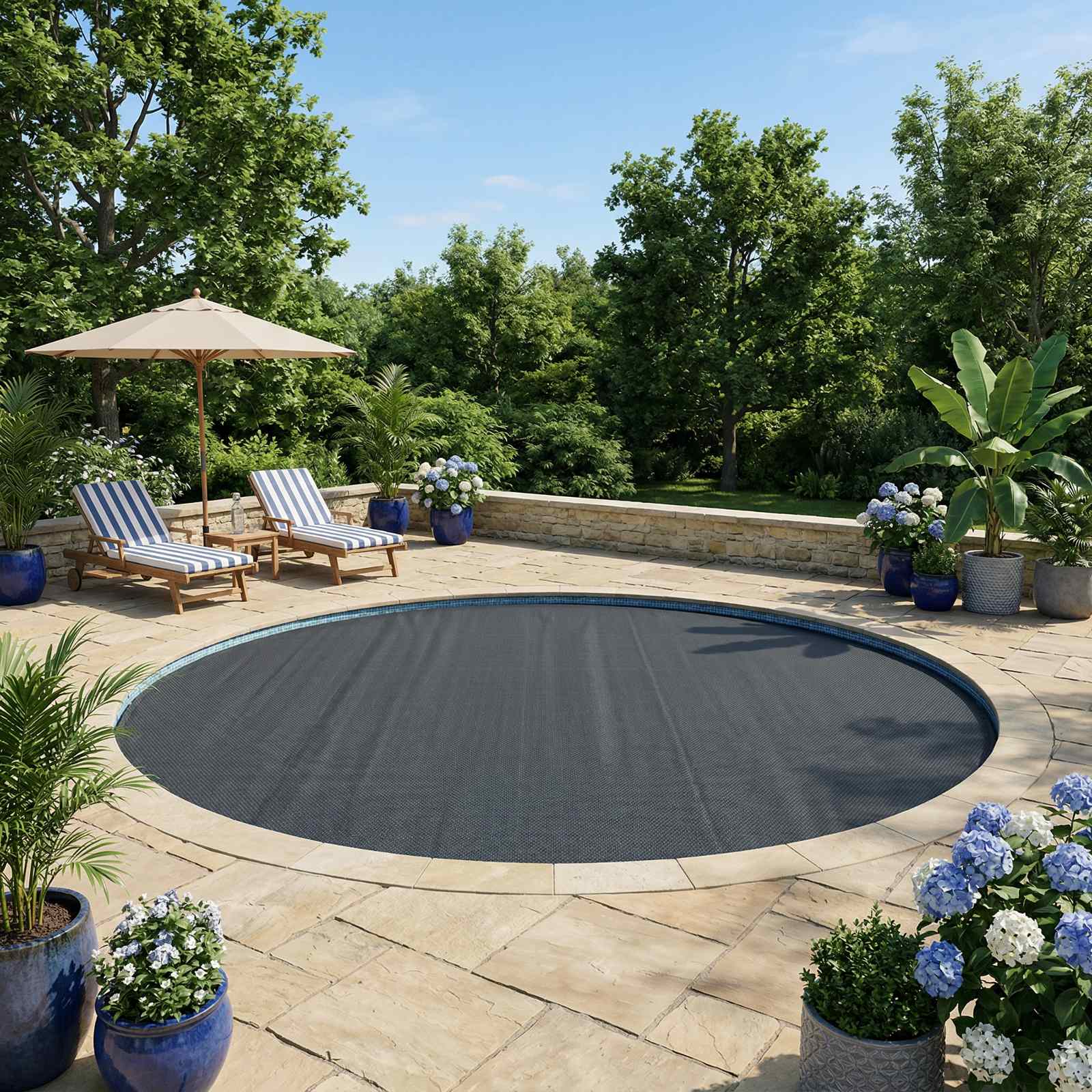 vidaXL Solar Poolabdeckung Extra Stark Ø 356 cm 400 μm Rund PE Schwarz
