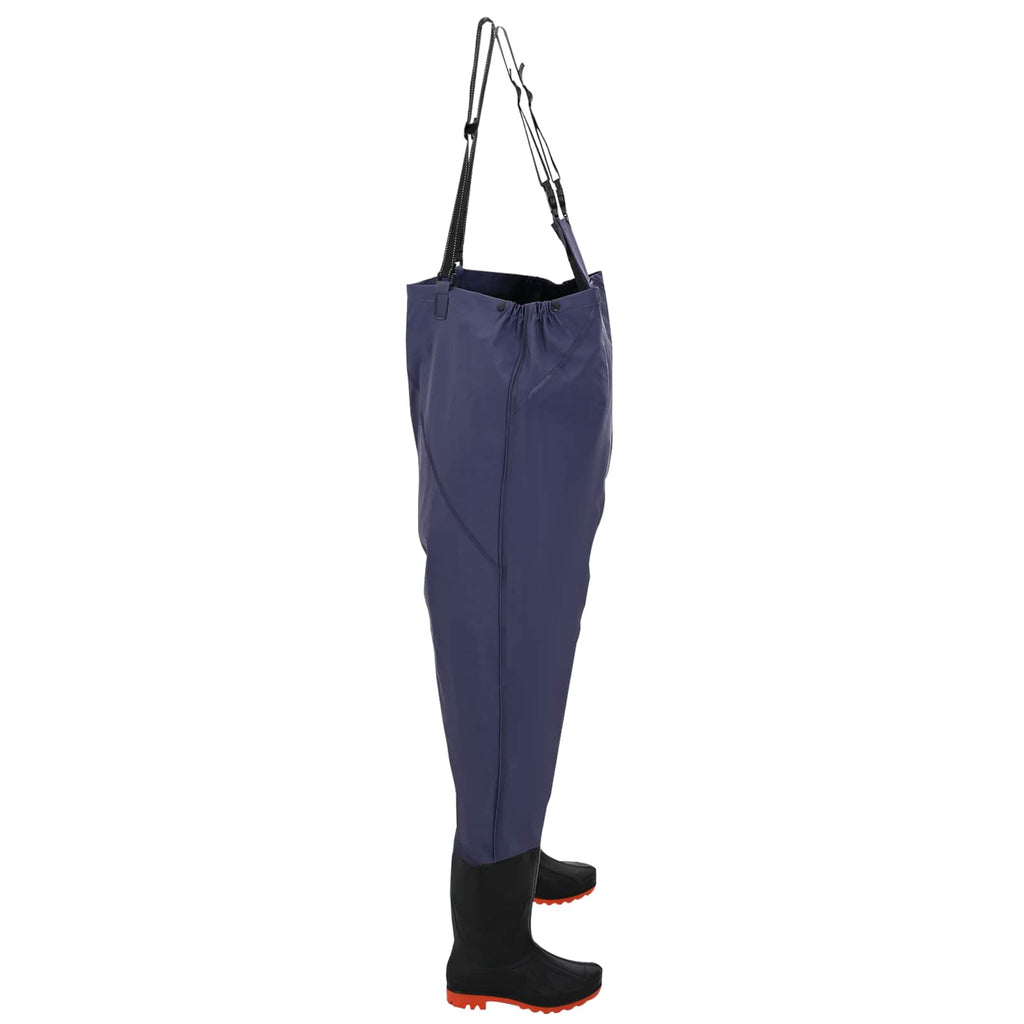 vidaXL Wathose mit Stiefeln PVC Strickstoff Größe 46 Blau