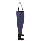 vidaXL Wathose mit Stiefeln PVC Strickstoff Größe 46 Blau