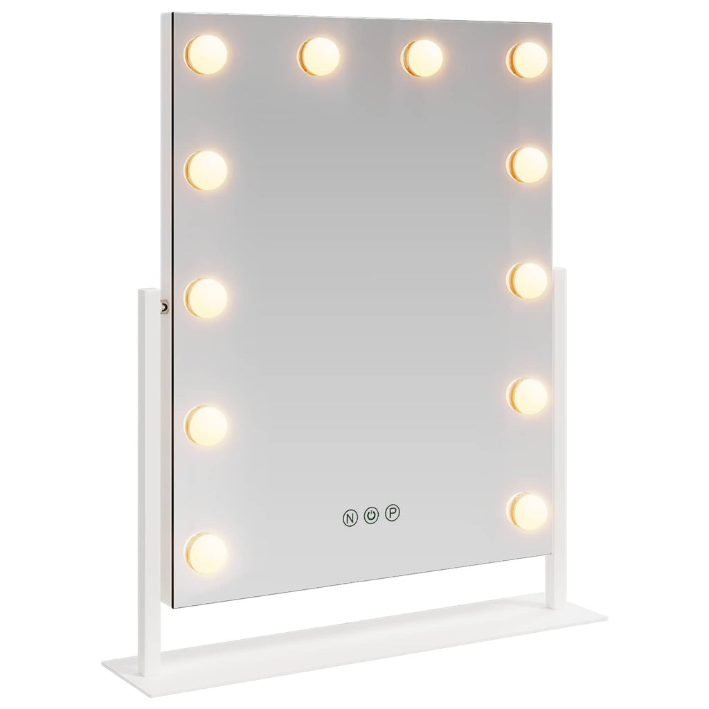 vidaXL LED Schminkspiegel Weiß 44 x 10 x 53 cm Glas und Stahl