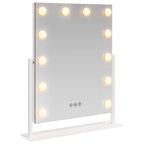 vidaXL LED Schminkspiegel Weiß 44 x 10 x 53 cm Glas und Stahl