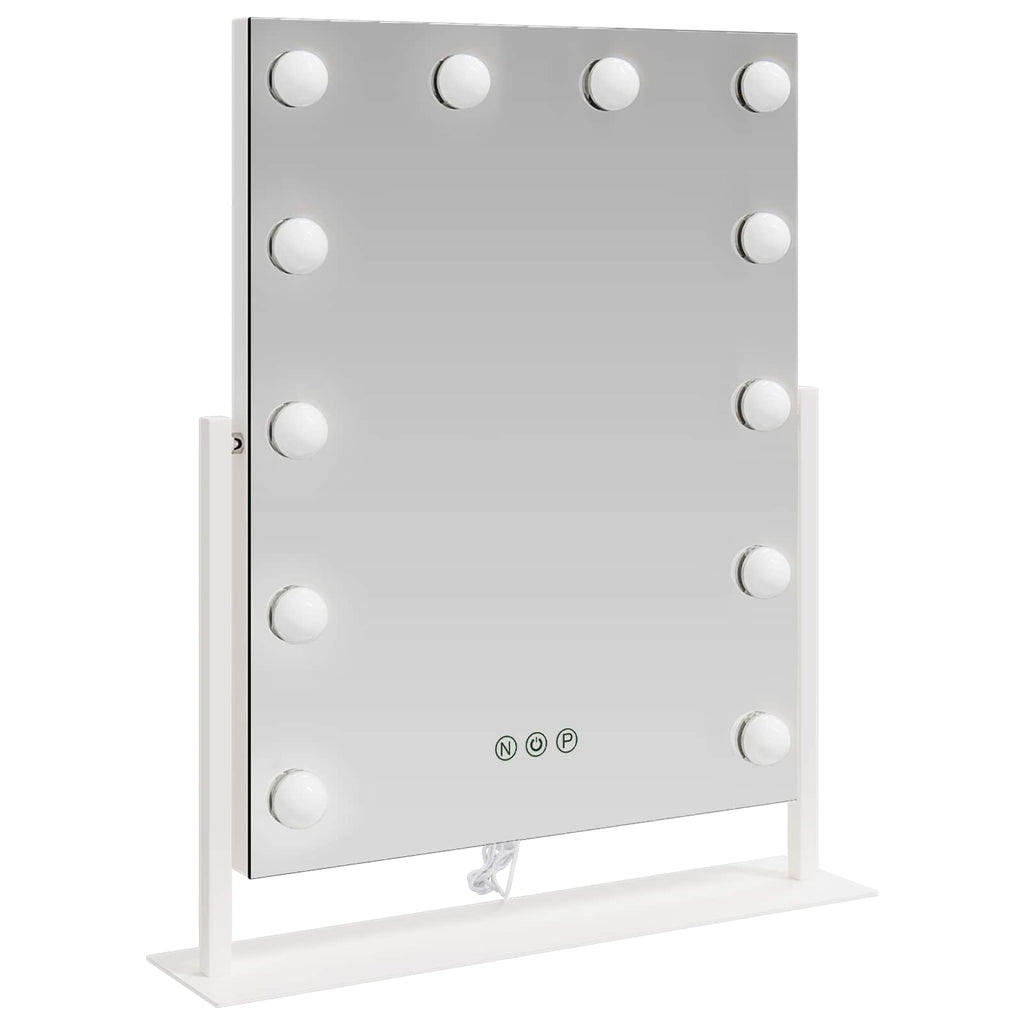 vidaXL LED Schminkspiegel Weiß 44 x 10 x 53 cm Glas und Stahl