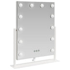 vidaXL LED Schminkspiegel Weiß 44 x 10 x 53 cm Glas und Stahl