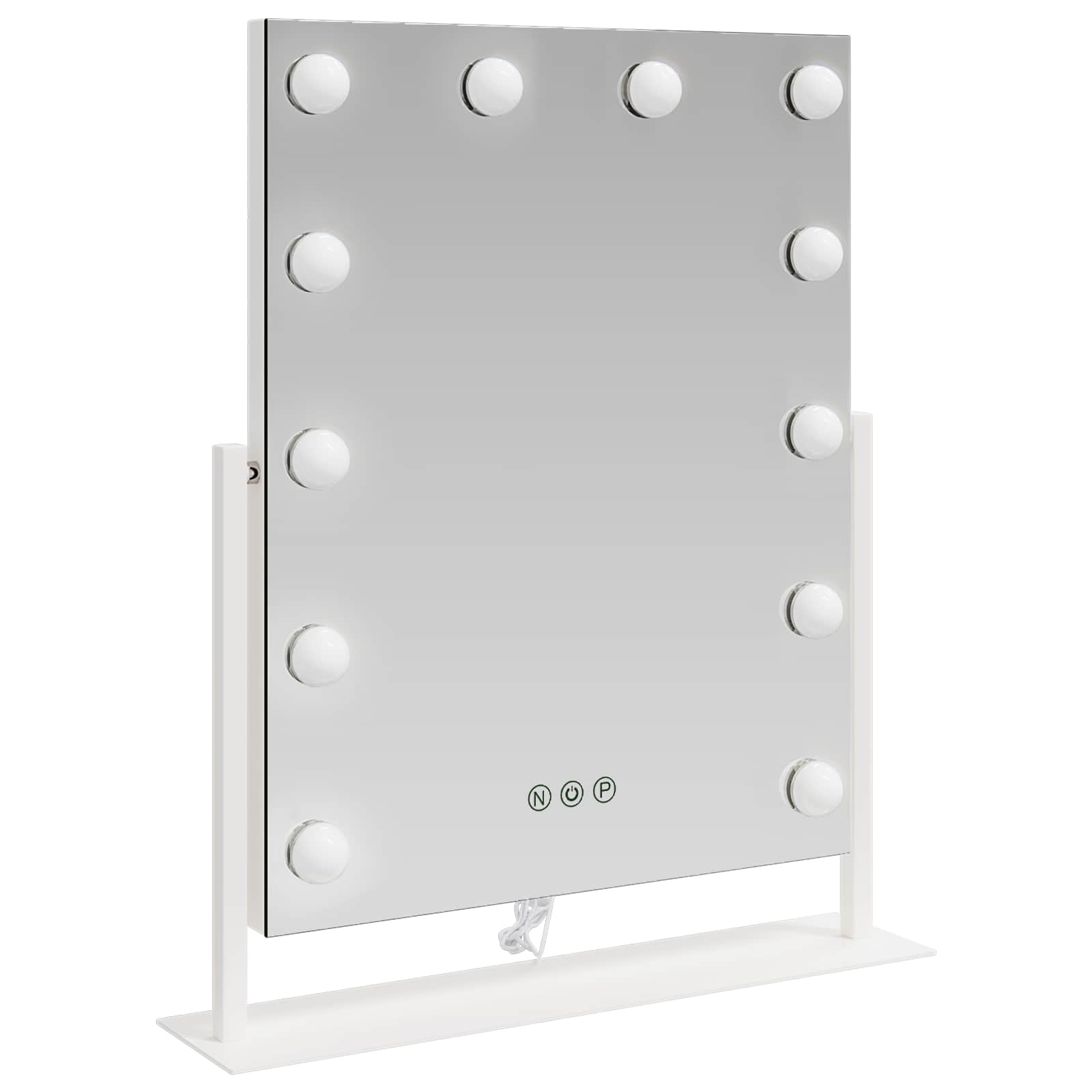vidaXL LED Schminkspiegel Weiß 44 x 10 x 53 cm Glas und Stahl