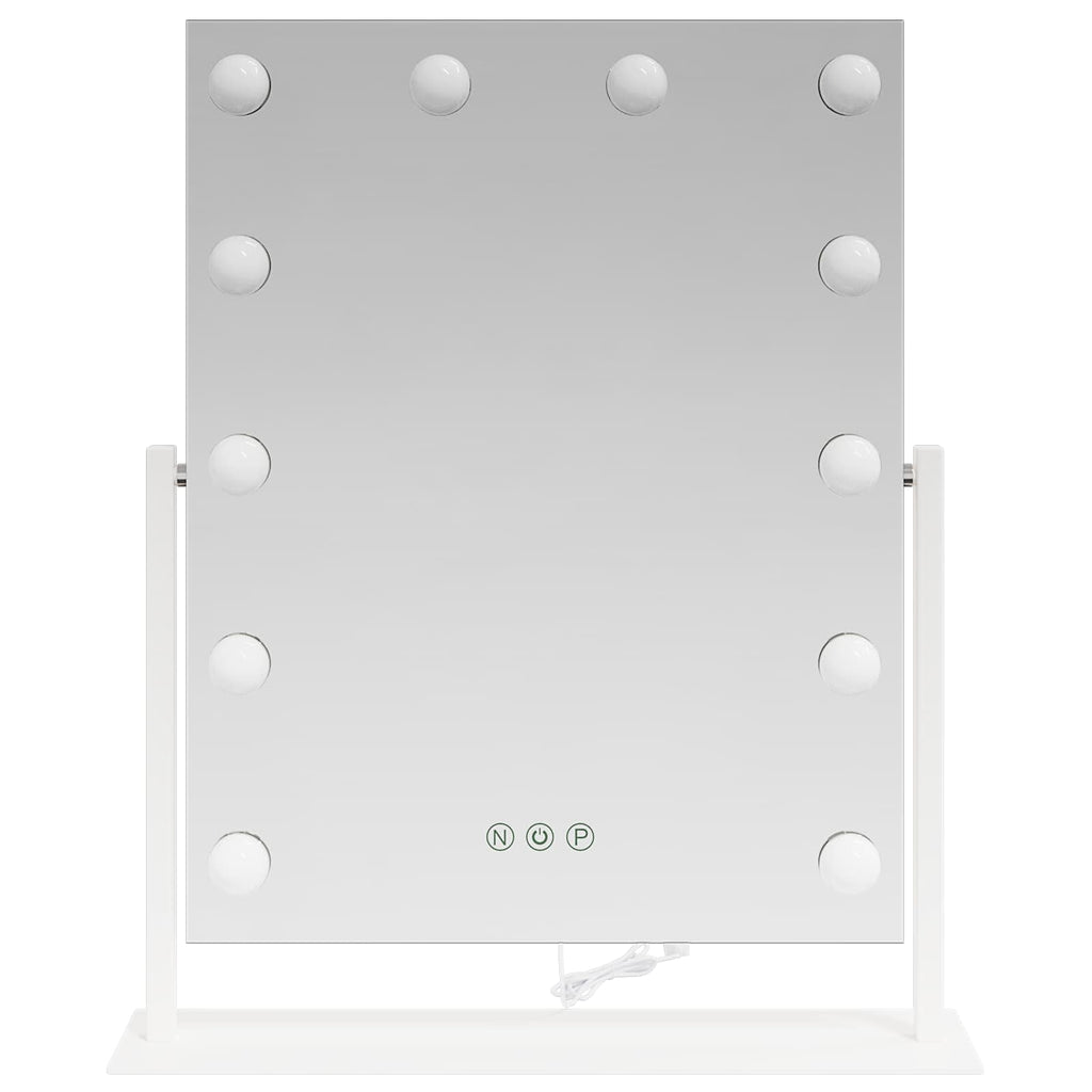 vidaXL LED Schminkspiegel Weiß 44 x 10 x 53 cm Glas und Stahl