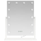vidaXL LED Schminkspiegel Weiß 44 x 10 x 53 cm Glas und Stahl