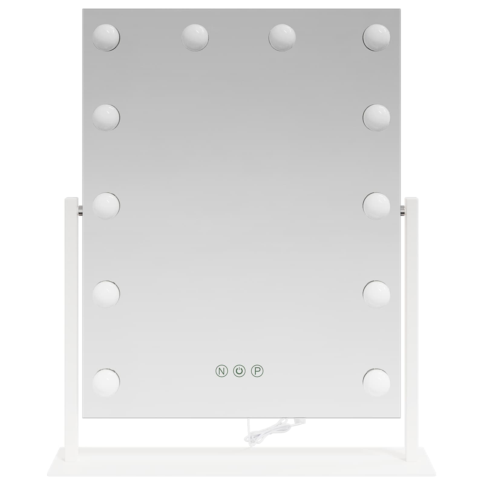 vidaXL LED Schminkspiegel Weiß 44 x 10 x 53 cm Glas und Stahl