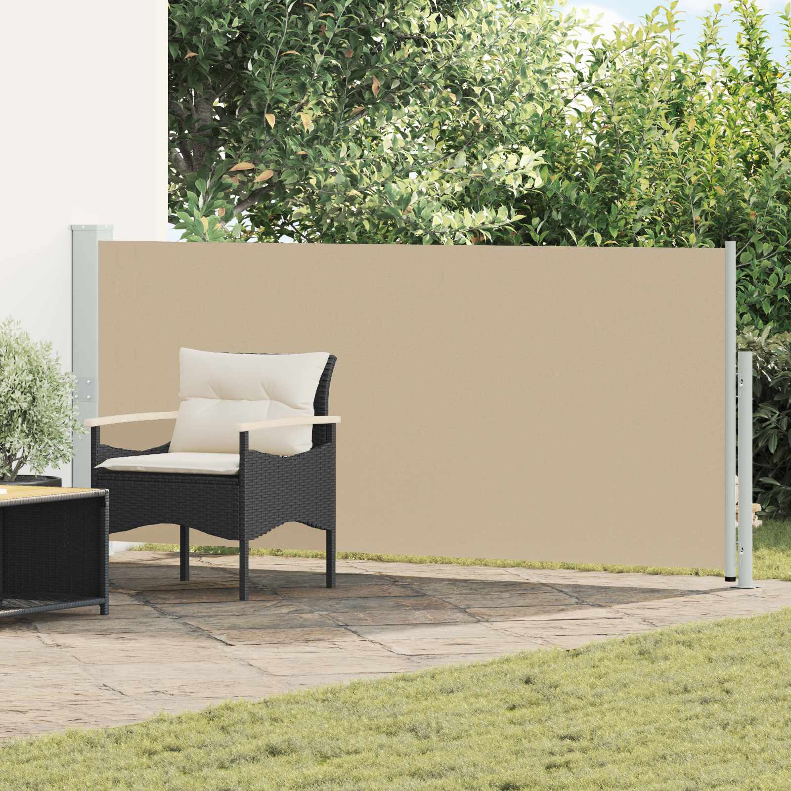 vidaXL Ausziehbares Seitenmarkise 100% Polyester Eisen Stahl