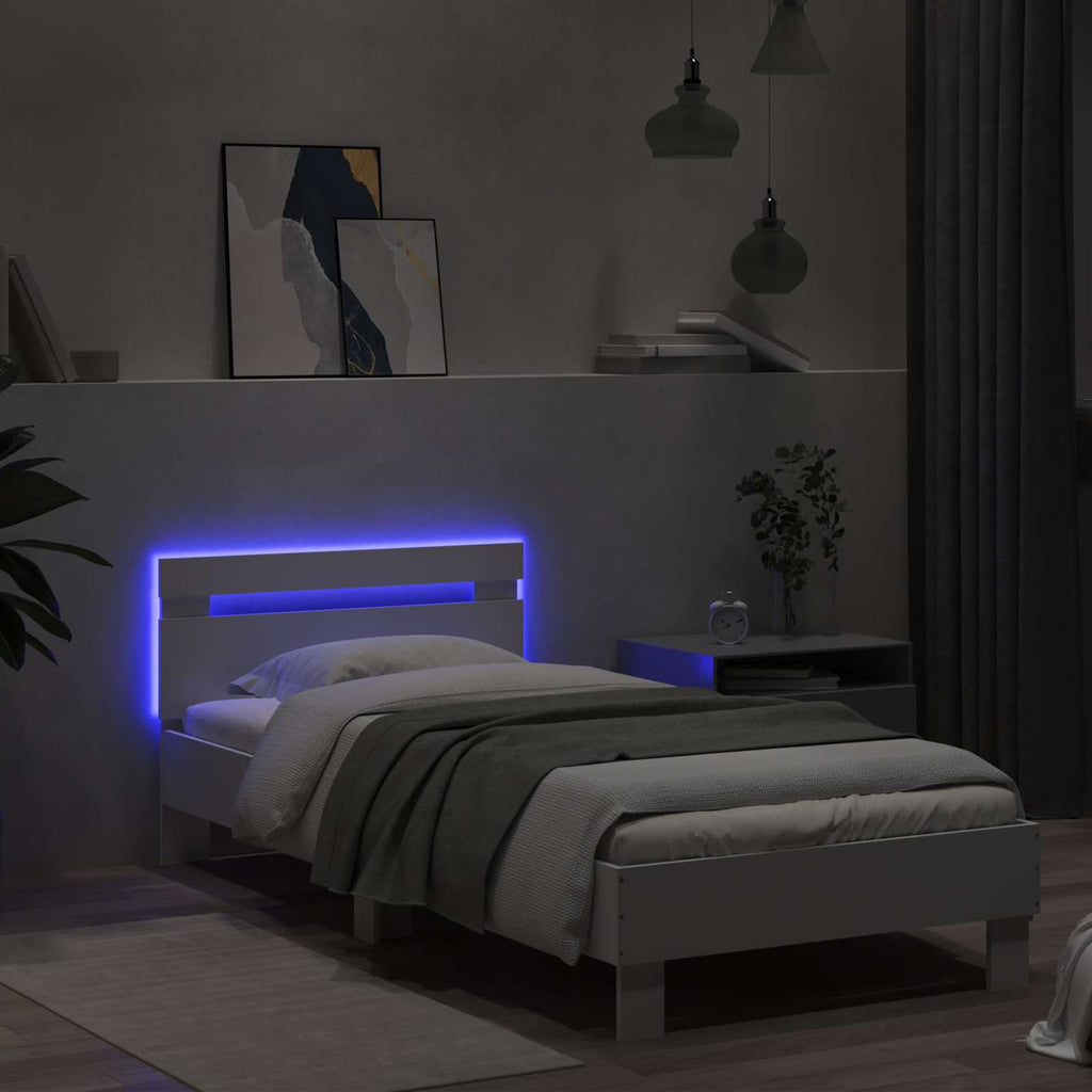 vidaXL Bettgestell mit LED Weiß 80 x 200 cm Holzwerkstoff