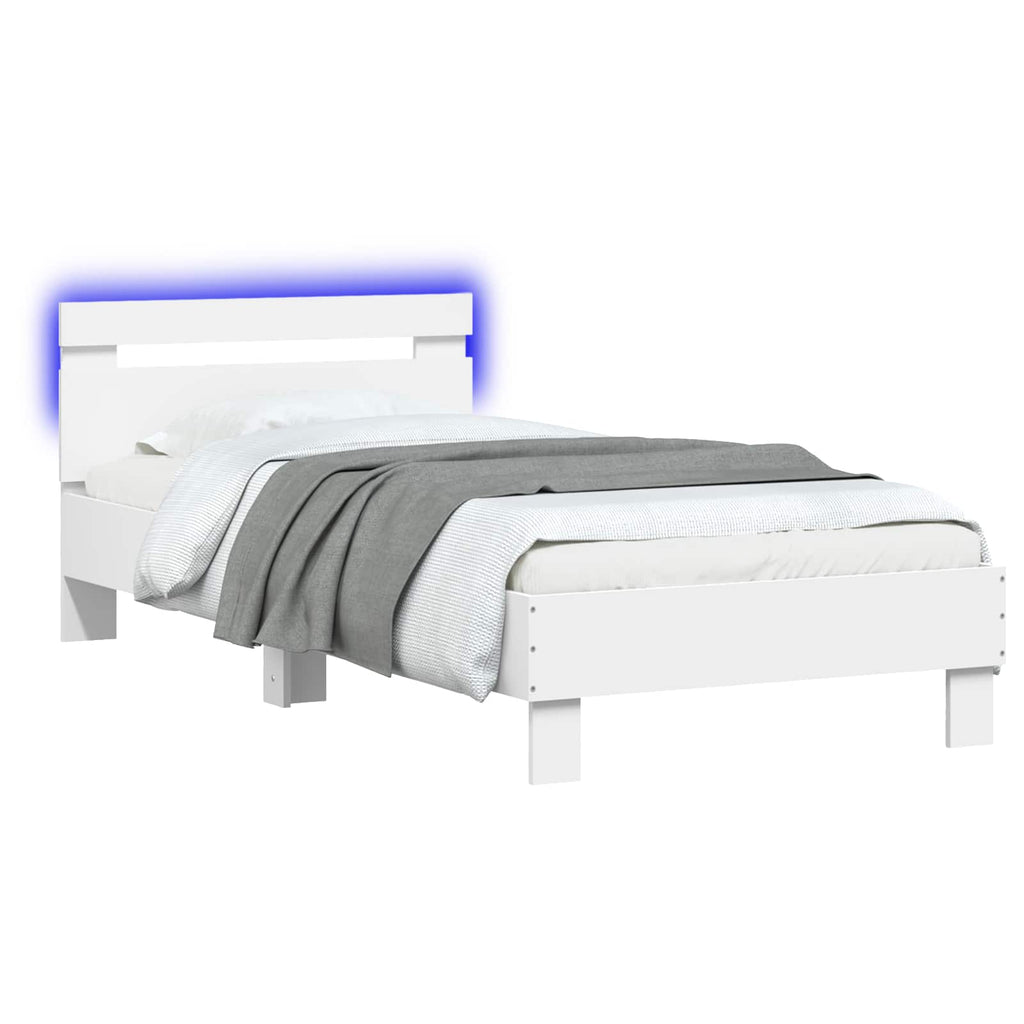 vidaXL Bettgestell mit LED Weiß 80 x 200 cm Holzwerkstoff