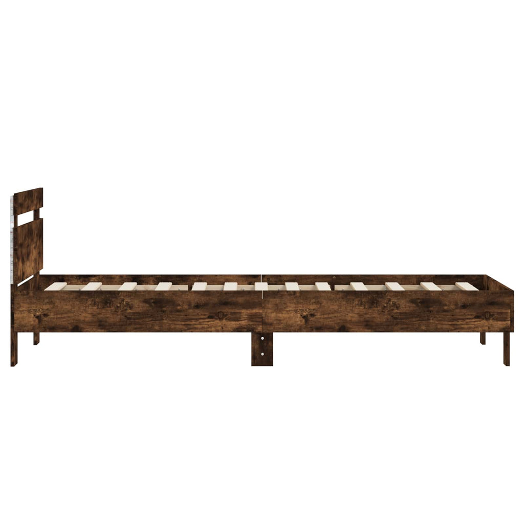 vidaXL Bettgestell mit LED Geräucherte Eiche 80 x 200 cm Holzwerkstoff