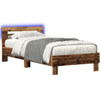 vidaXL Bettgestell mit LED Altholz 80 x 200 cm Holzwerkstoff